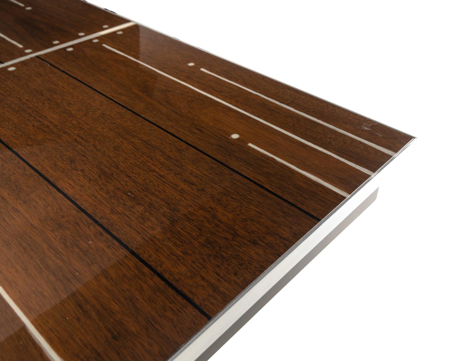 A Chrome-Inlaid Rosewood Single-Pedestal Dining Table