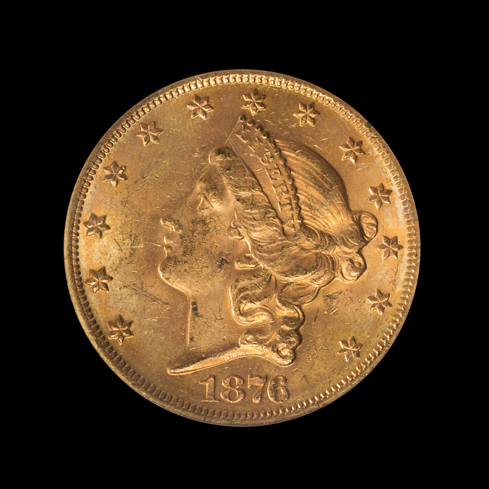 A United States 1876 Liberty Head $20 Gold Coin