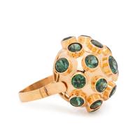 YELLOW GOLD AND GREEN TOURMALINE SPUTNIK RING
