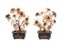 A Pair of Chinese Hardstone Trees