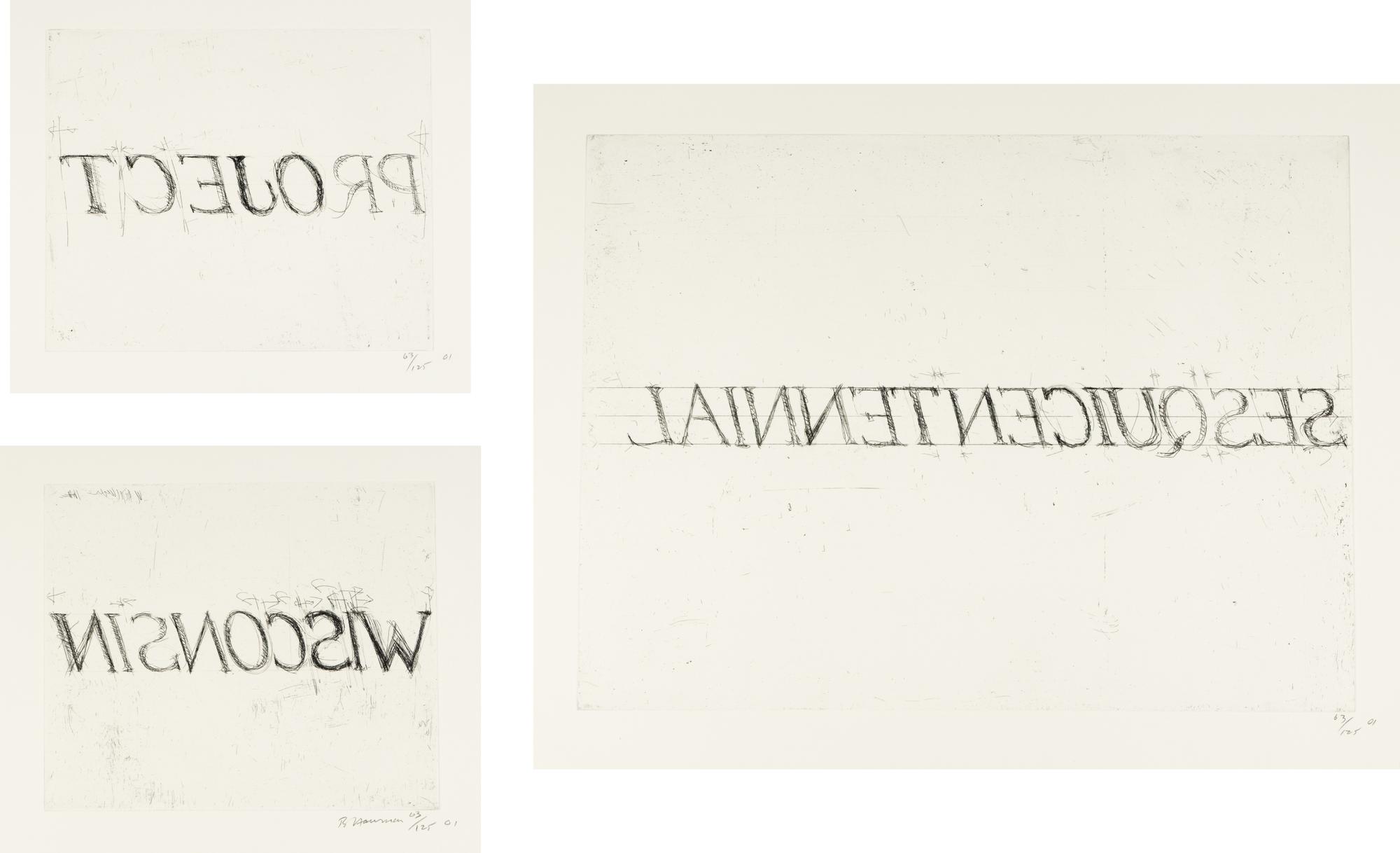 Bruce Nauman (American, b. 1941) — tcejorP lainnetneciuqseS nisnocsiW (triptych) (from the Wisconsin Sesquicentennial Portfolio ), 2001