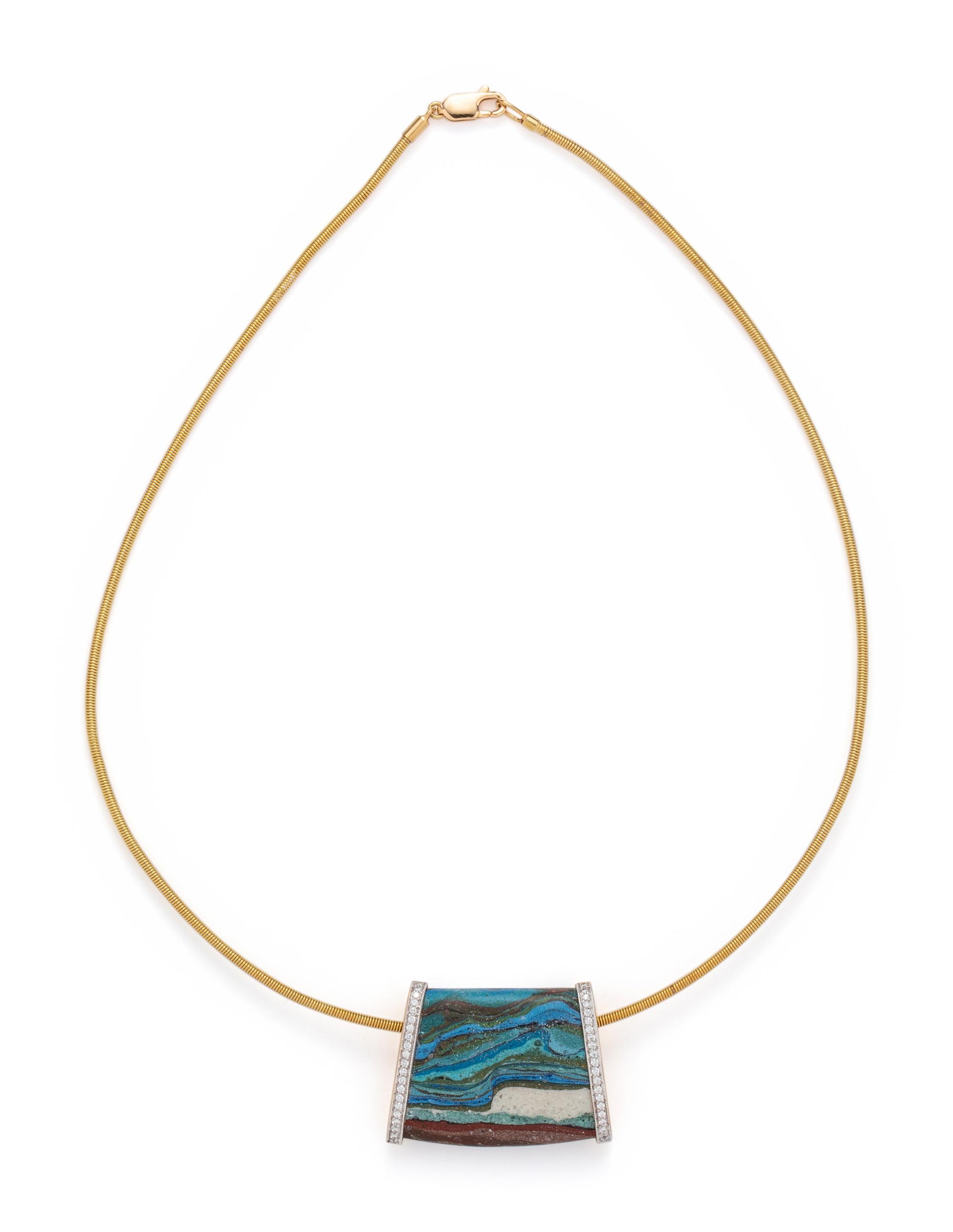 YELLOW GOLD, DIAMOND AND HARDSTONE PENDANT/NECKLACE