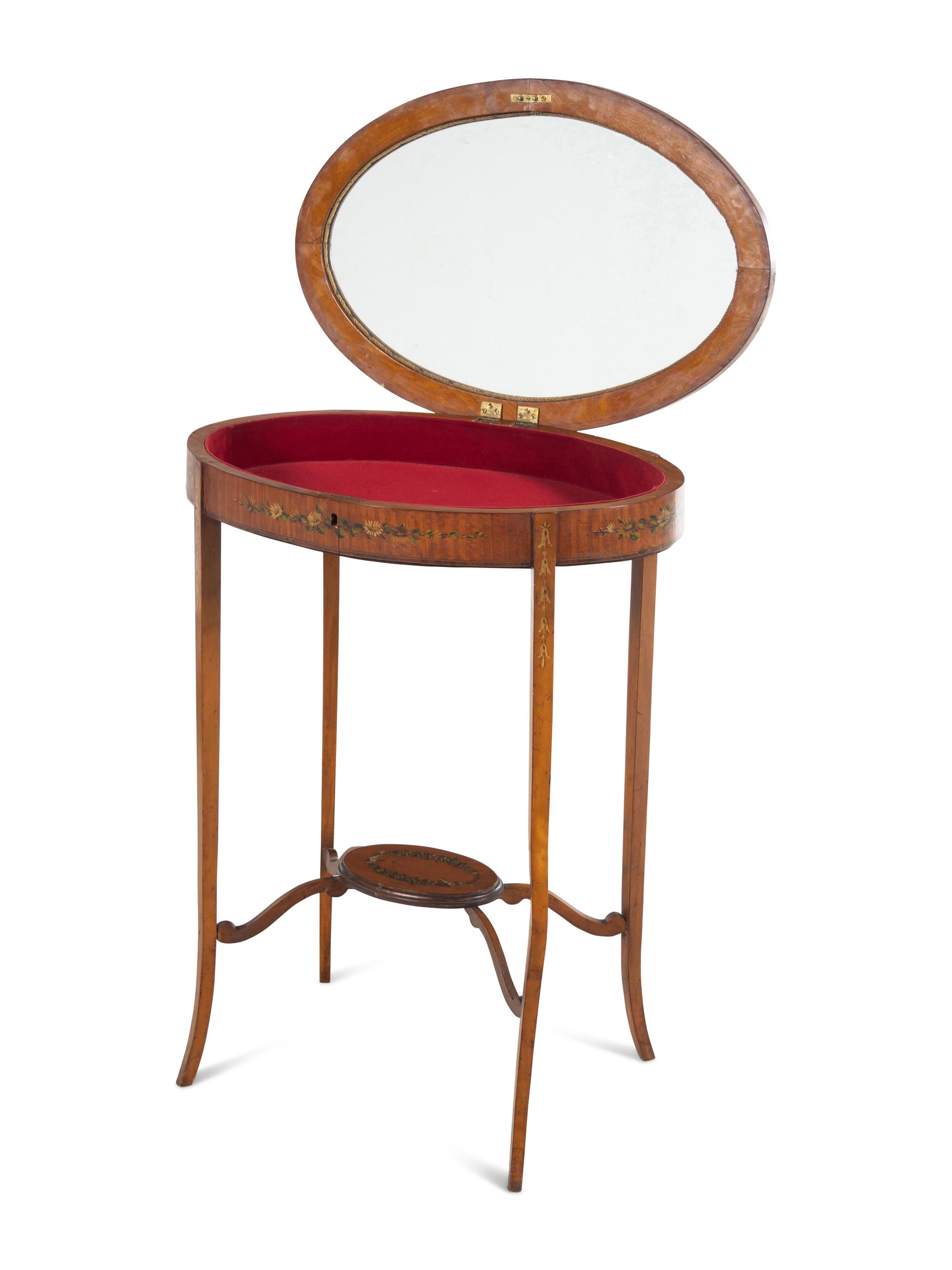 An Edwardian Adam Style Satinwood Vitrine Table