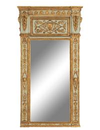 An Italian Neoclassical Painted and Parcel Gilt Mirror