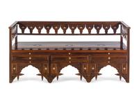 A Syrian Mother-of-Pearl Inlaid Walnut Bench