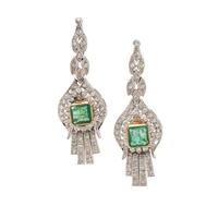 EMERALD AND DIAMOND EARCLIPS