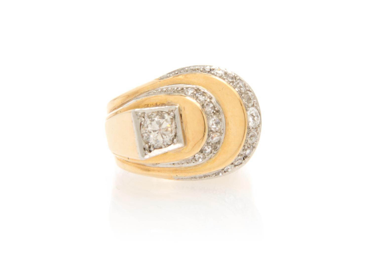 A Retro 14 Karat Yellow Gold and Diamond Ring, 8.00 dwts.