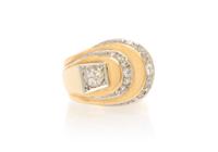 A Retro 14 Karat Yellow Gold and Diamond Ring, 8.00 dwts.
