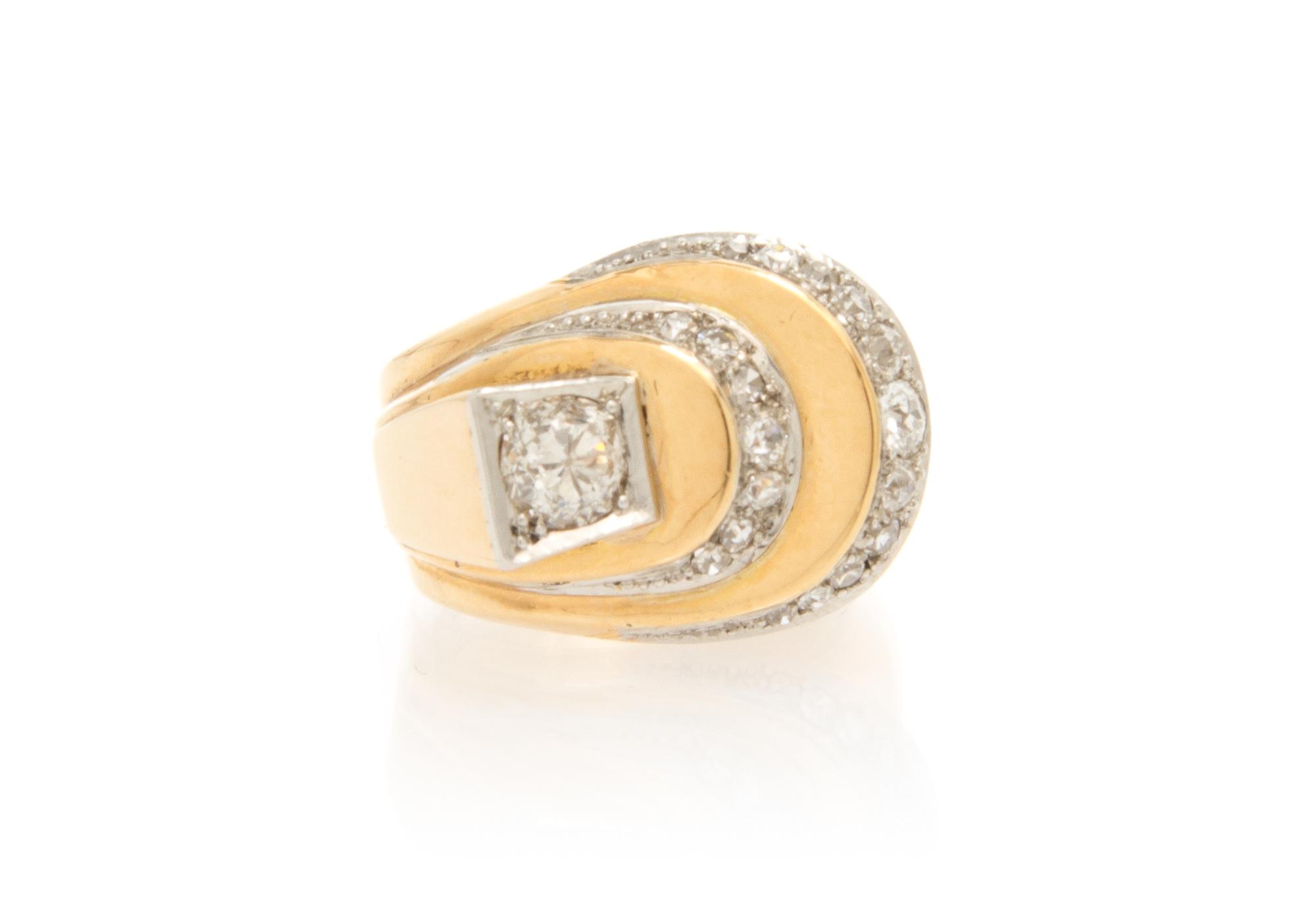 A Retro 14 Karat Yellow Gold and Diamond Ring, 8.00 dwts.