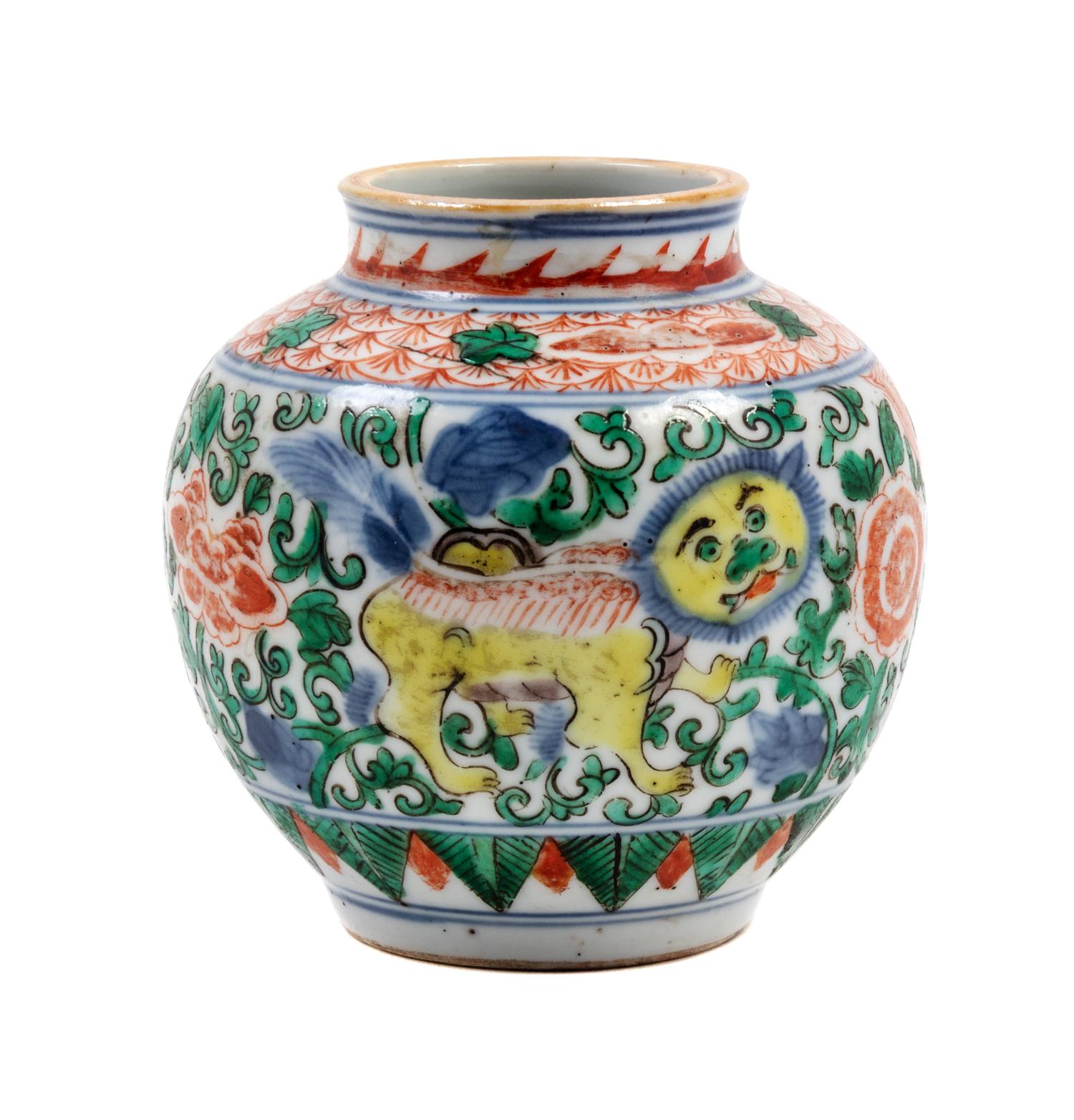 A Small Chinese Wucai Porcelain Jar — KANGXI PERIOD (1662-1722)