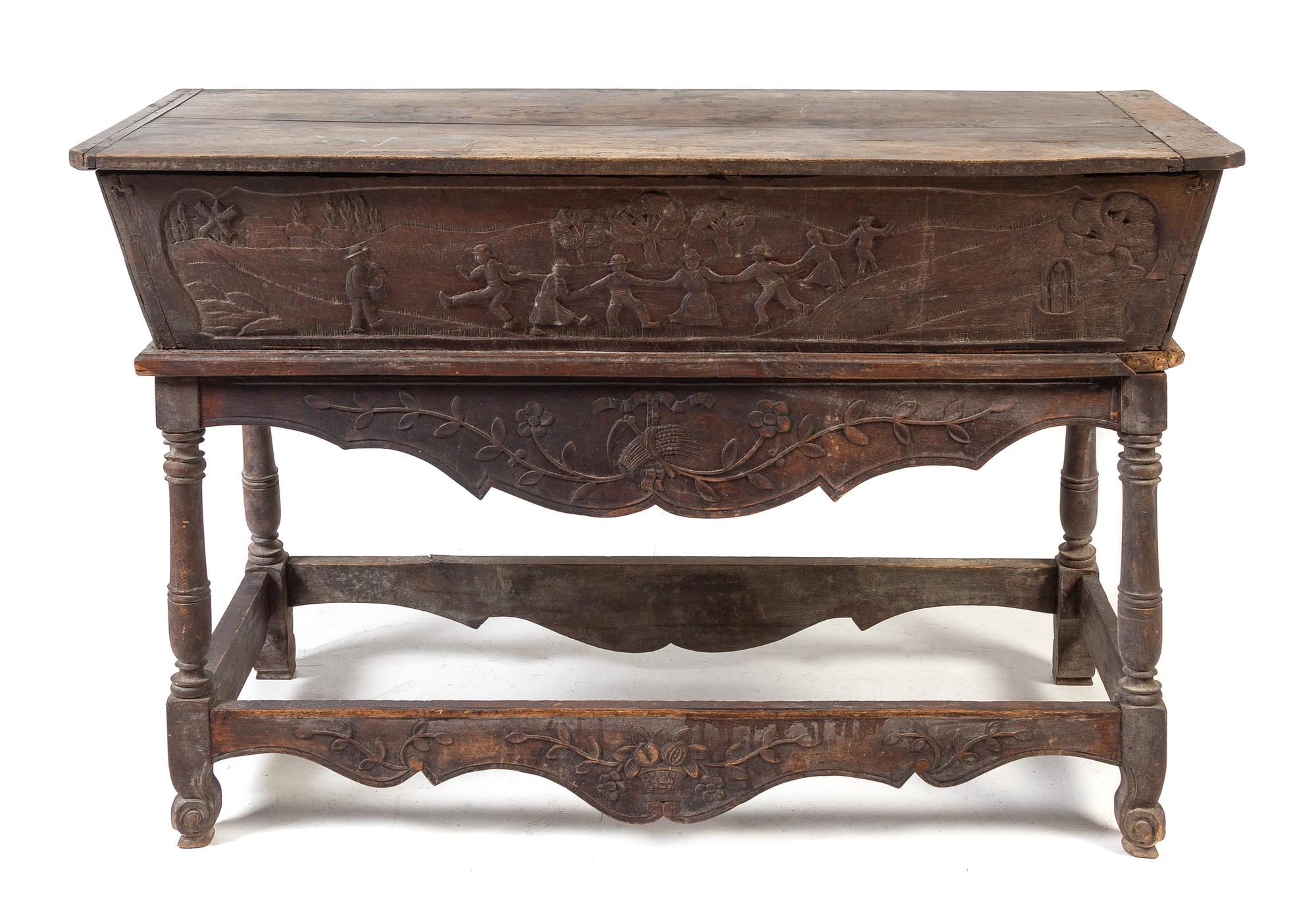 A Louis XV Provincial Walnut Dough Box Height 39 x width 61 x depth 22 inches. — 18TH CENTURY