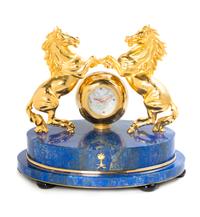 A Gilt Metal and Lapis Lazuli Veneered Clock Height 12 1/2 inches. — MODERN