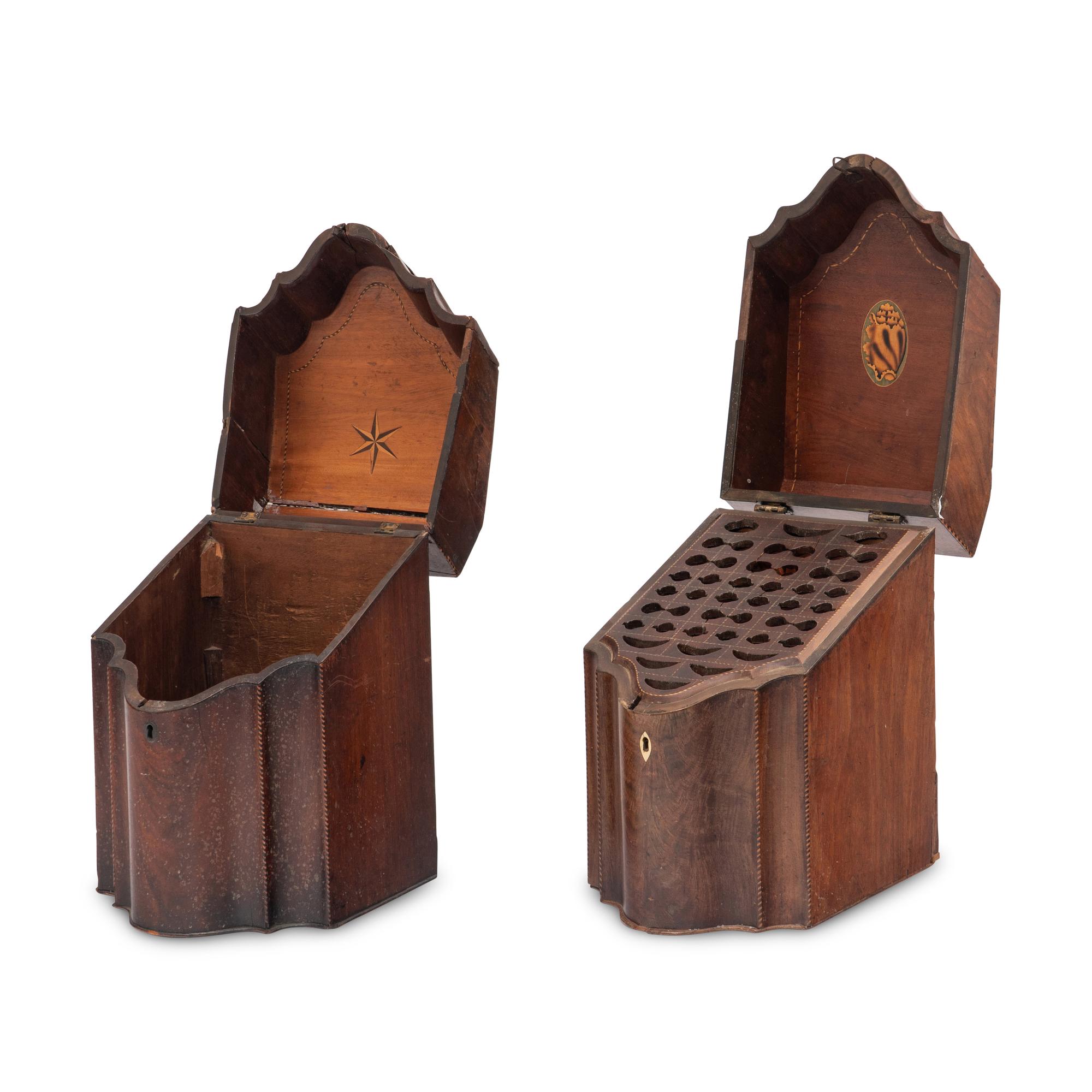 A Near Pair of George III Cutlery Boxes