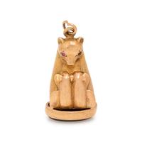 YELLOW GOLD AND HARDSTONE BEAR CHARM
