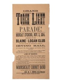 [1884 ELECTION]. -- [BLAINE, James G.]. Broadsides from the 1884 Blaine and Logan campaign including "The Republican Ticket" with jugate portraits.
