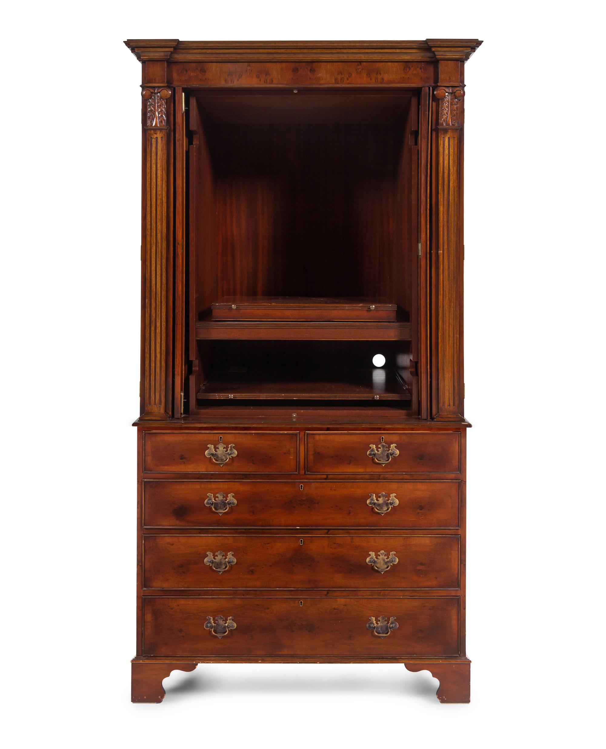 A Bench-Made George III Style Linen Press by Trosby Furniture