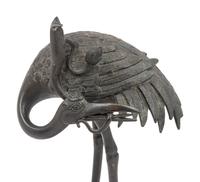 A Japanese Bronze Figural Group of a Crane and a Turtle