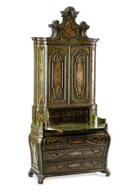 A Venetian Painted Secretary Bookcase