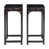 A Pair of Chinese Hardwood Pedestal Tables