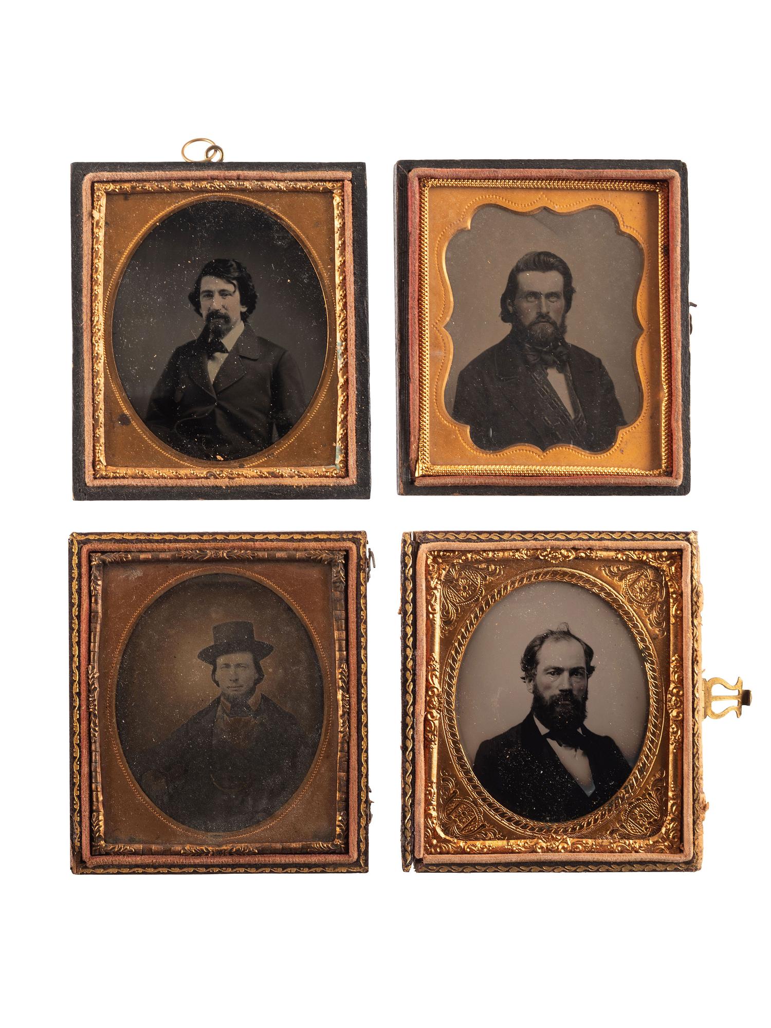 [EARLY PHOTOGRAPHY]. A group of 33 daguerreotypes, ambrotypes, tintypes, and CDVs of men of varying ages, including: