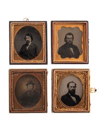 [EARLY PHOTOGRAPHY]. A group of 33 daguerreotypes, ambrotypes, tintypes, and CDVs of men of varying ages, including: