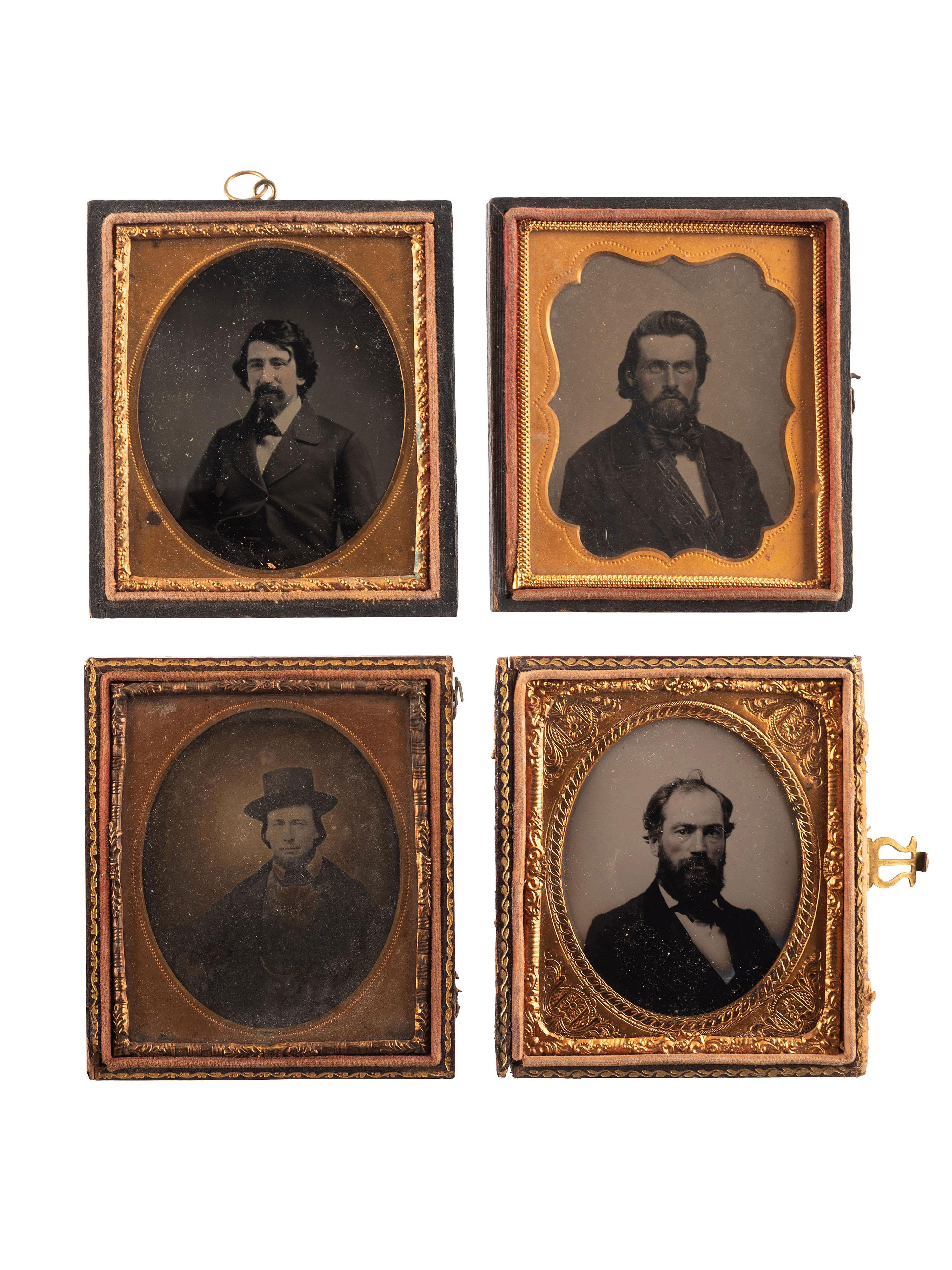 [EARLY PHOTOGRAPHY]. A group of 33 daguerreotypes, ambrotypes, tintypes, and CDVs of men of varying ages, including: