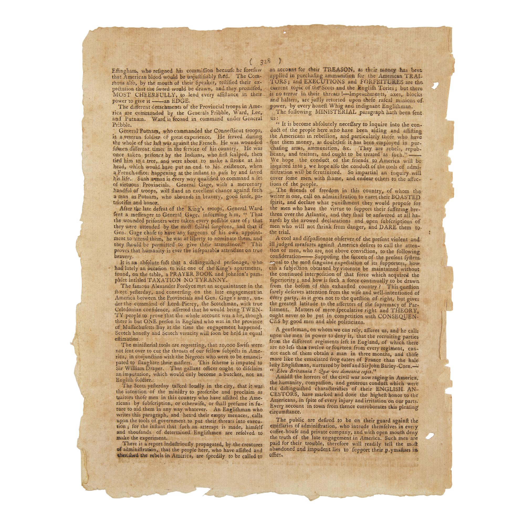 [American Revolution] The British Reaction to the Battles of Lexington and Concord
