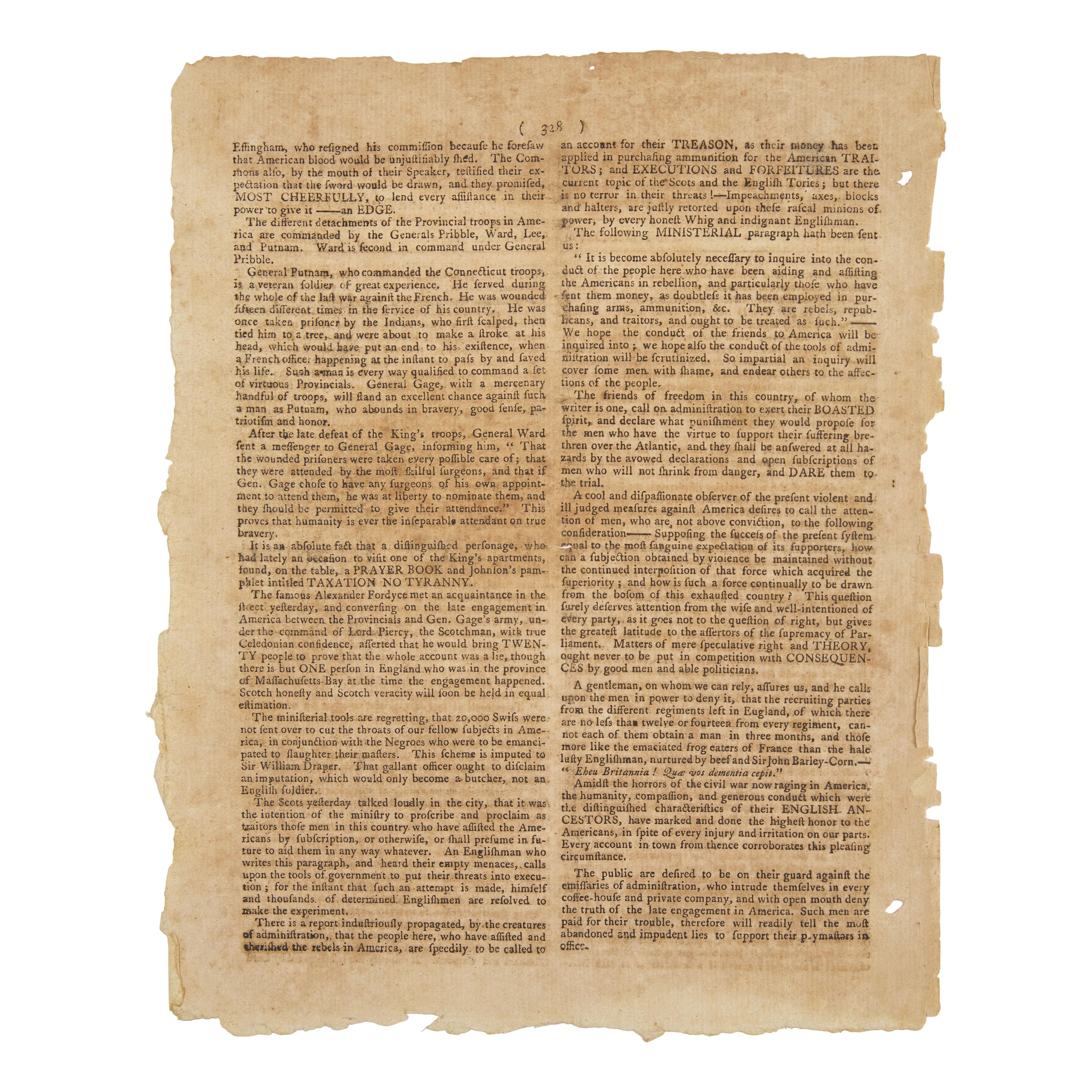 [American Revolution] The British Reaction to the Battles of Lexington and Concord
