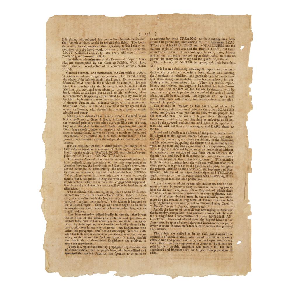 [American Revolution] The British Reaction to the Battles of Lexington and Concord
