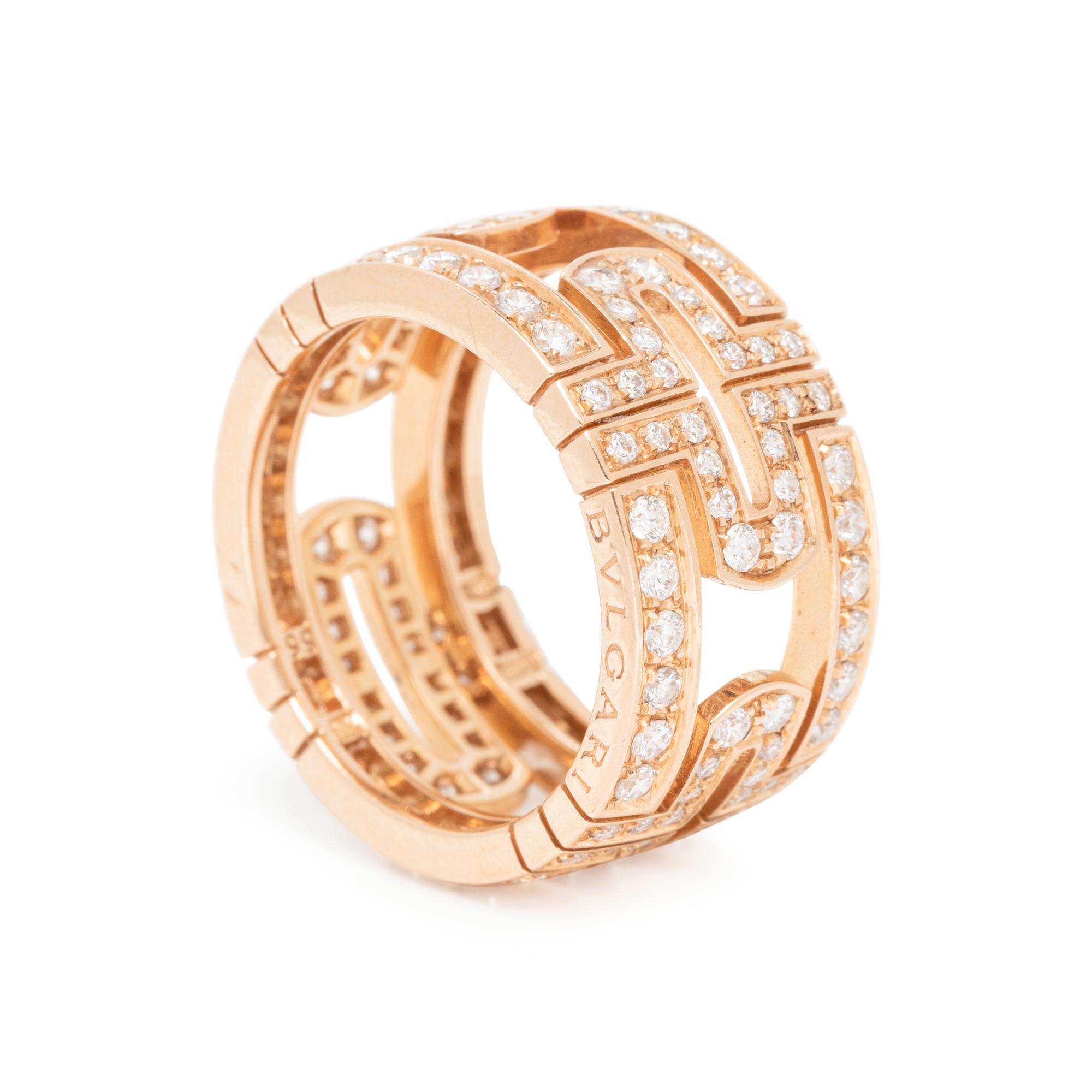 BULGARI, ROSE GOLD AND DIAMOND 'PARENTESI' RING