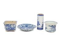Four Chinese Blue and White Porcelain Articles