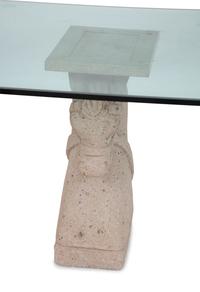 A Cast Stone Glass-Top Table