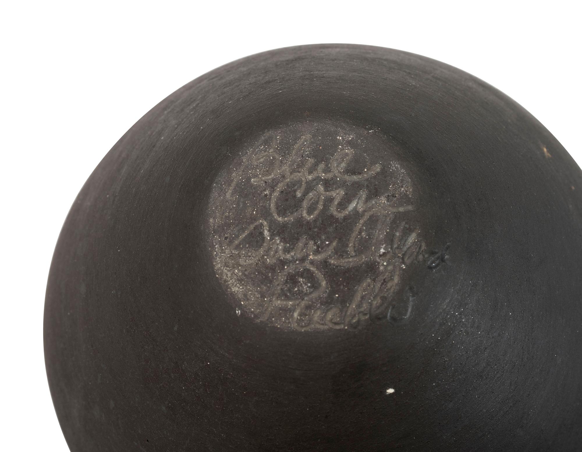 Blackware Pottery Jar, with Repeating Feathers