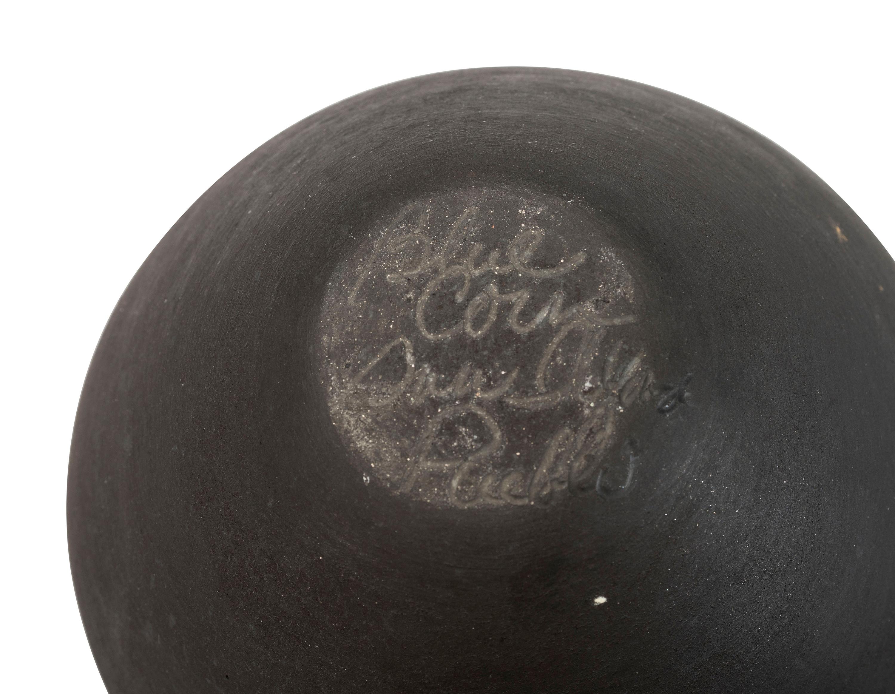 Blackware Pottery Jar, with Repeating Feathers