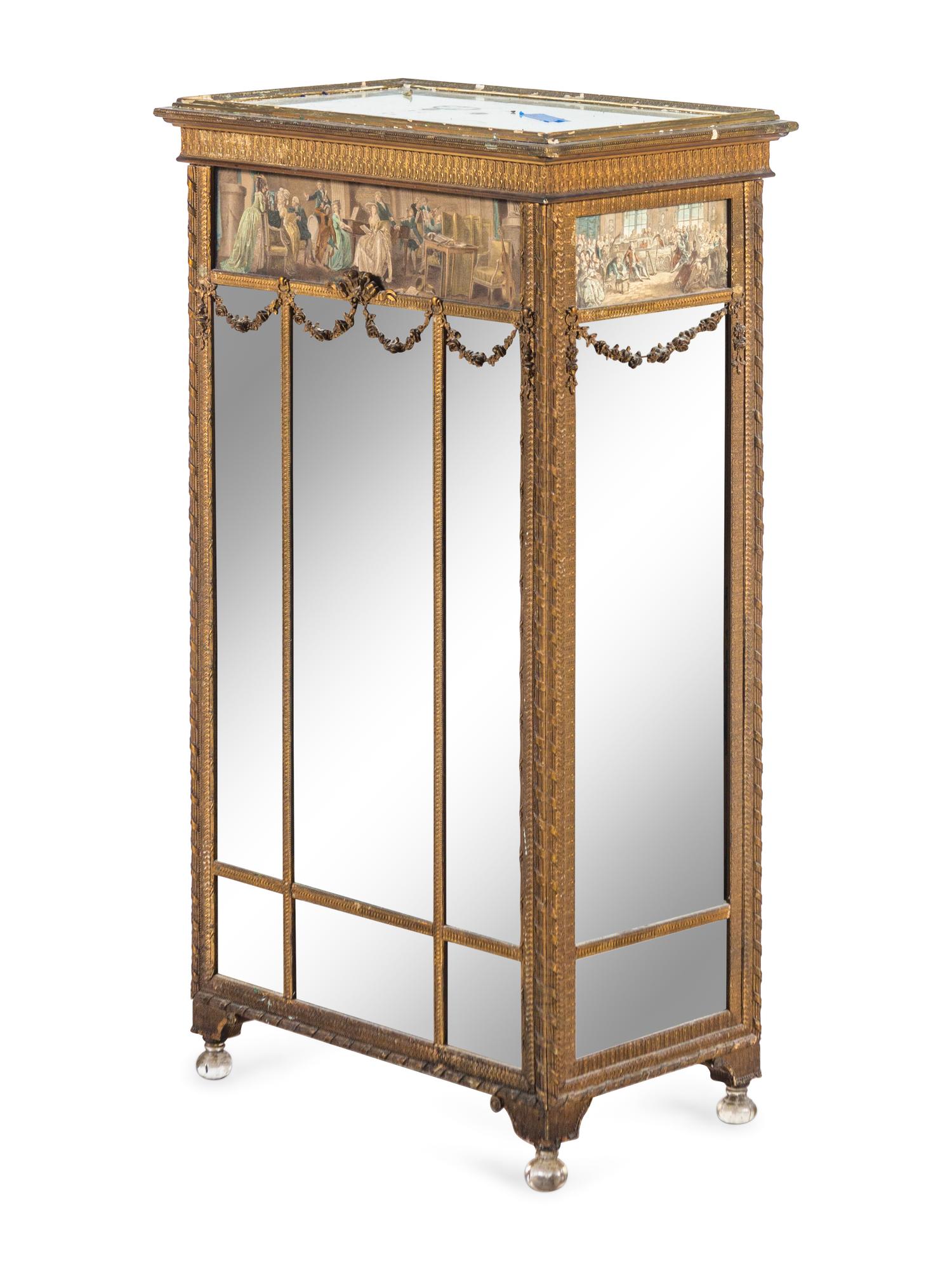 A Louis XVI Style Mirrored Giltwood Cabinet