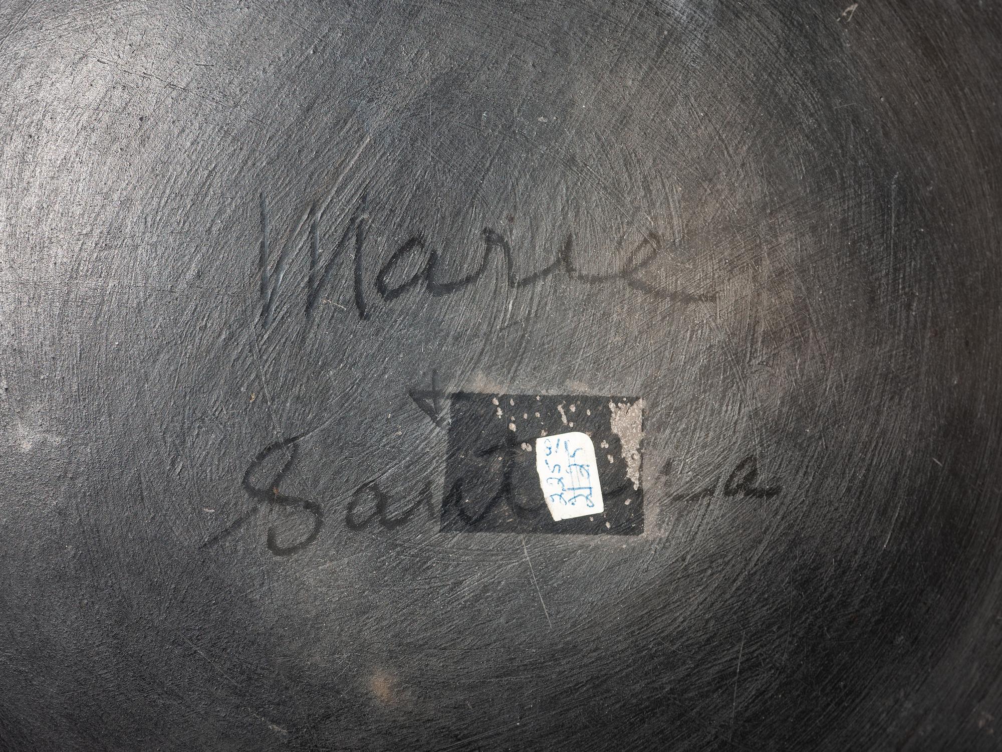 Blackware Pottery Plate, with Repeating Feathers 1943-1956