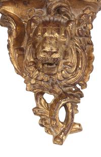 A Pair of Italian Giltwood Lion Motif Wall Brackets