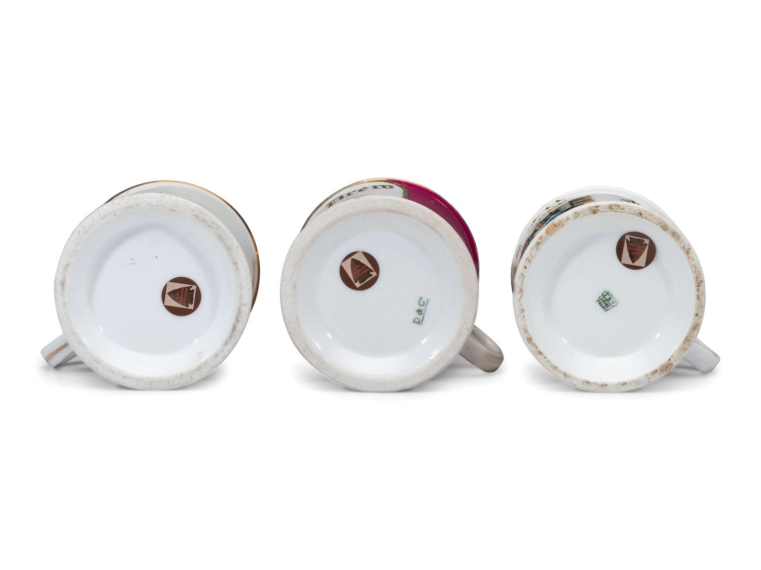 Three Tradesman's Porcelain Occupational Shaving Mugs
