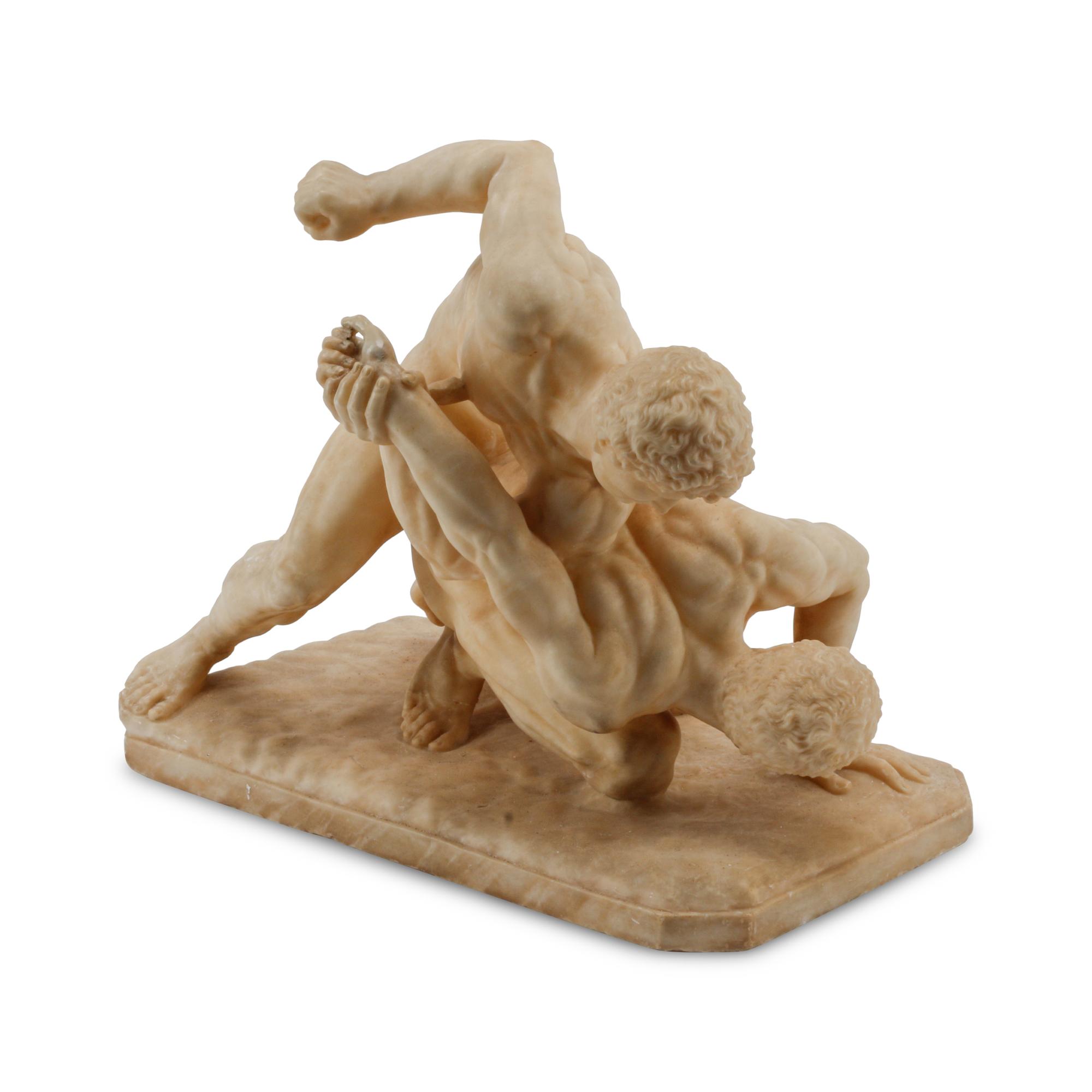 A Continental Alabaster Figural Group of The Wrestlers