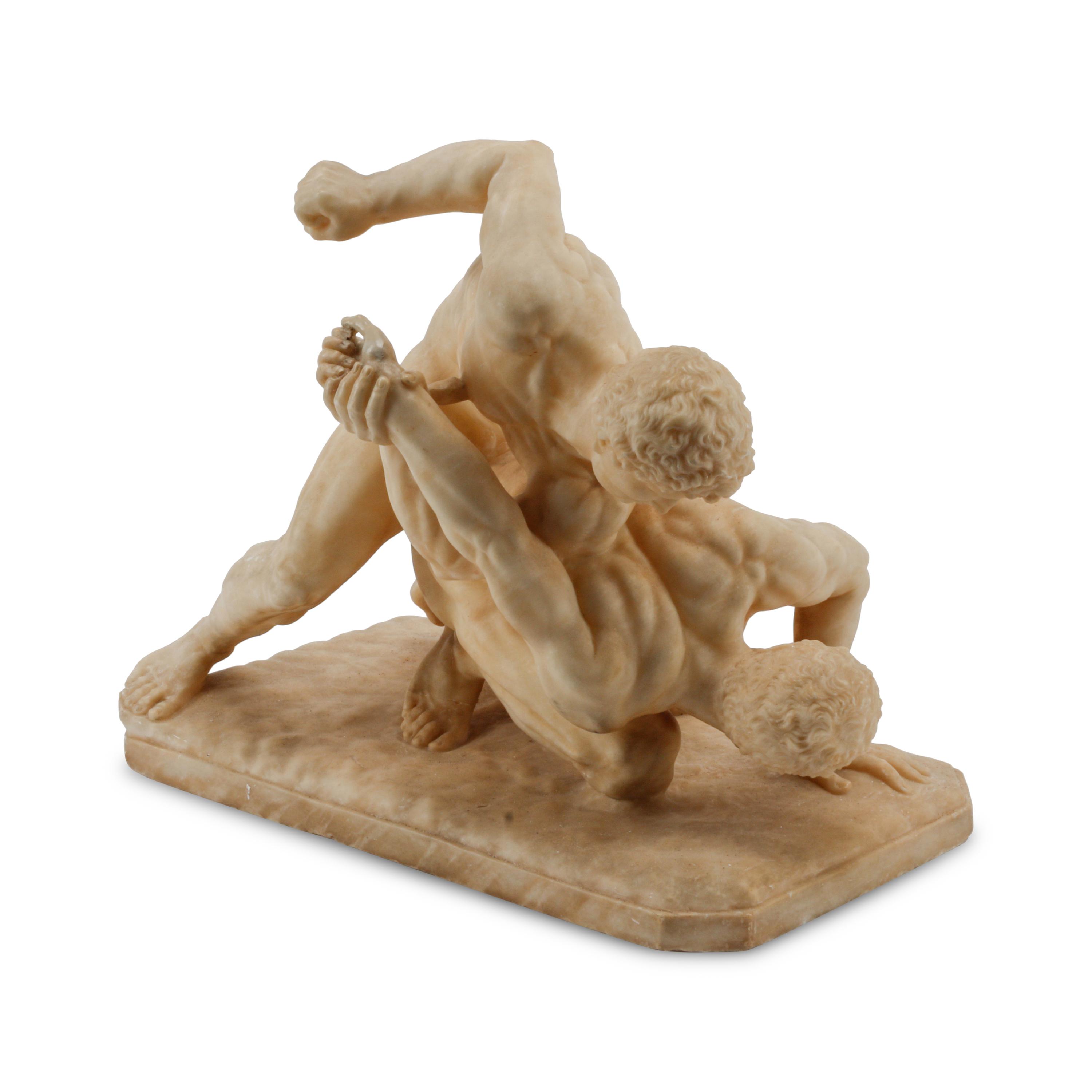 A Continental Alabaster Figural Group of The Wrestlers