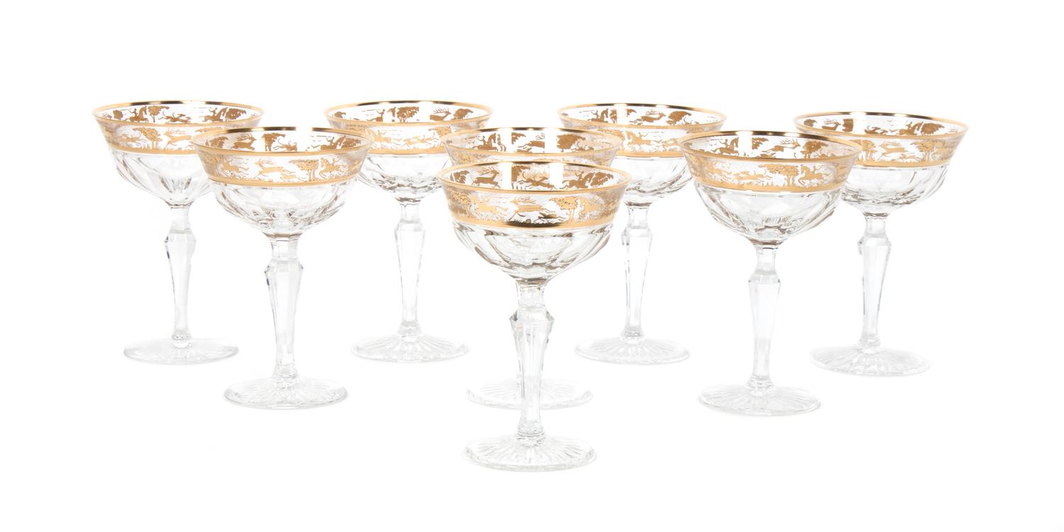 A Set of Eight Faceted Stems Height 5 5/8 inches. — 20TH CENTURY