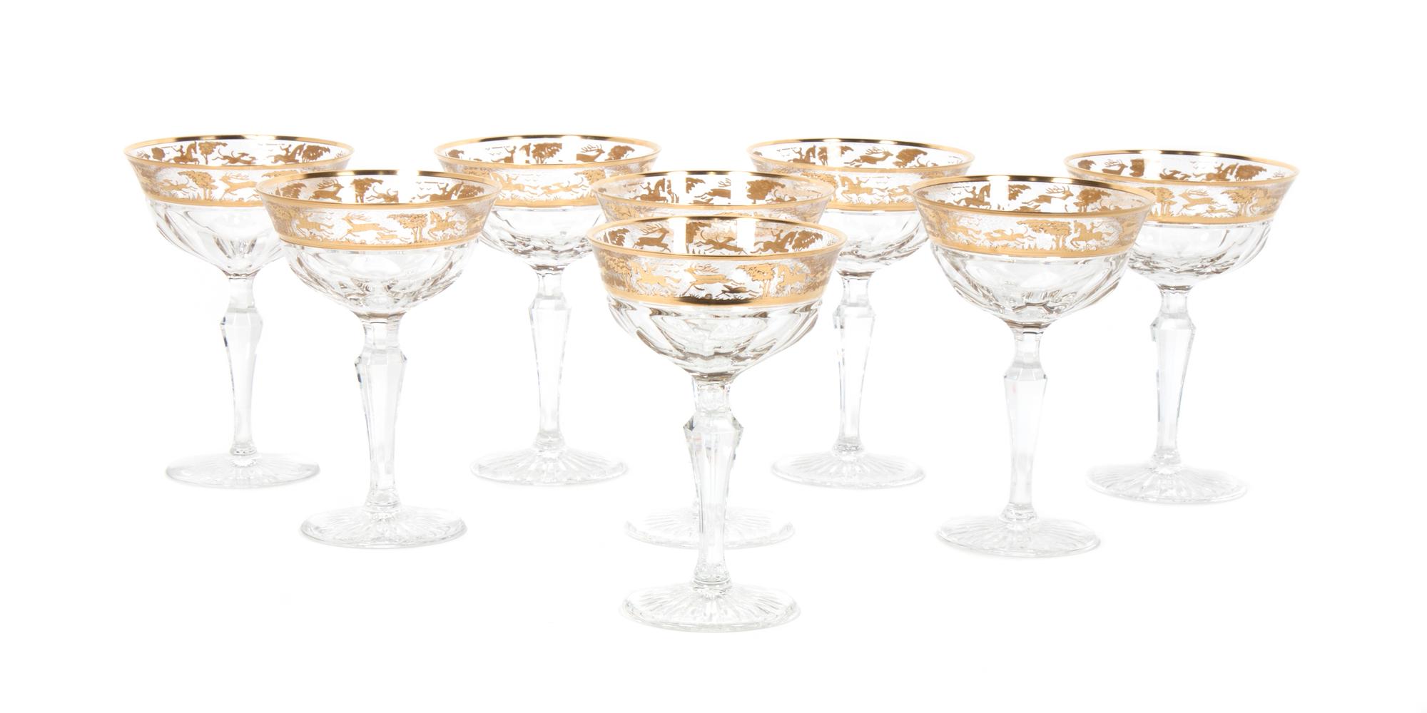 A Set of Eight Faceted Stems Height 5 5/8 inches. — 20TH CENTURY