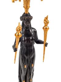 An Empire Style Gilt and Patinated Bronze Eight-Light Candelabrum
