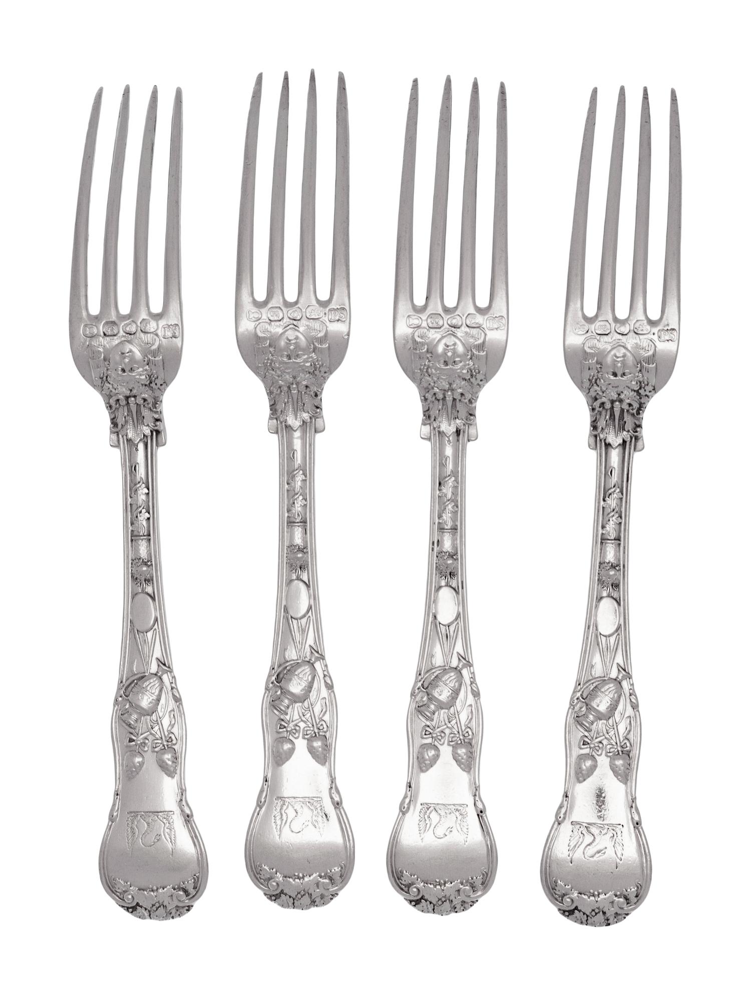 A Set of Four Paul Storr George IV Silver Dessert Forks