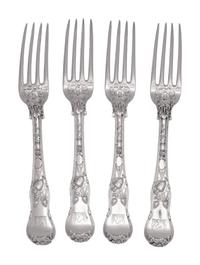 A Set of Four Paul Storr George IV Silver Dessert Forks