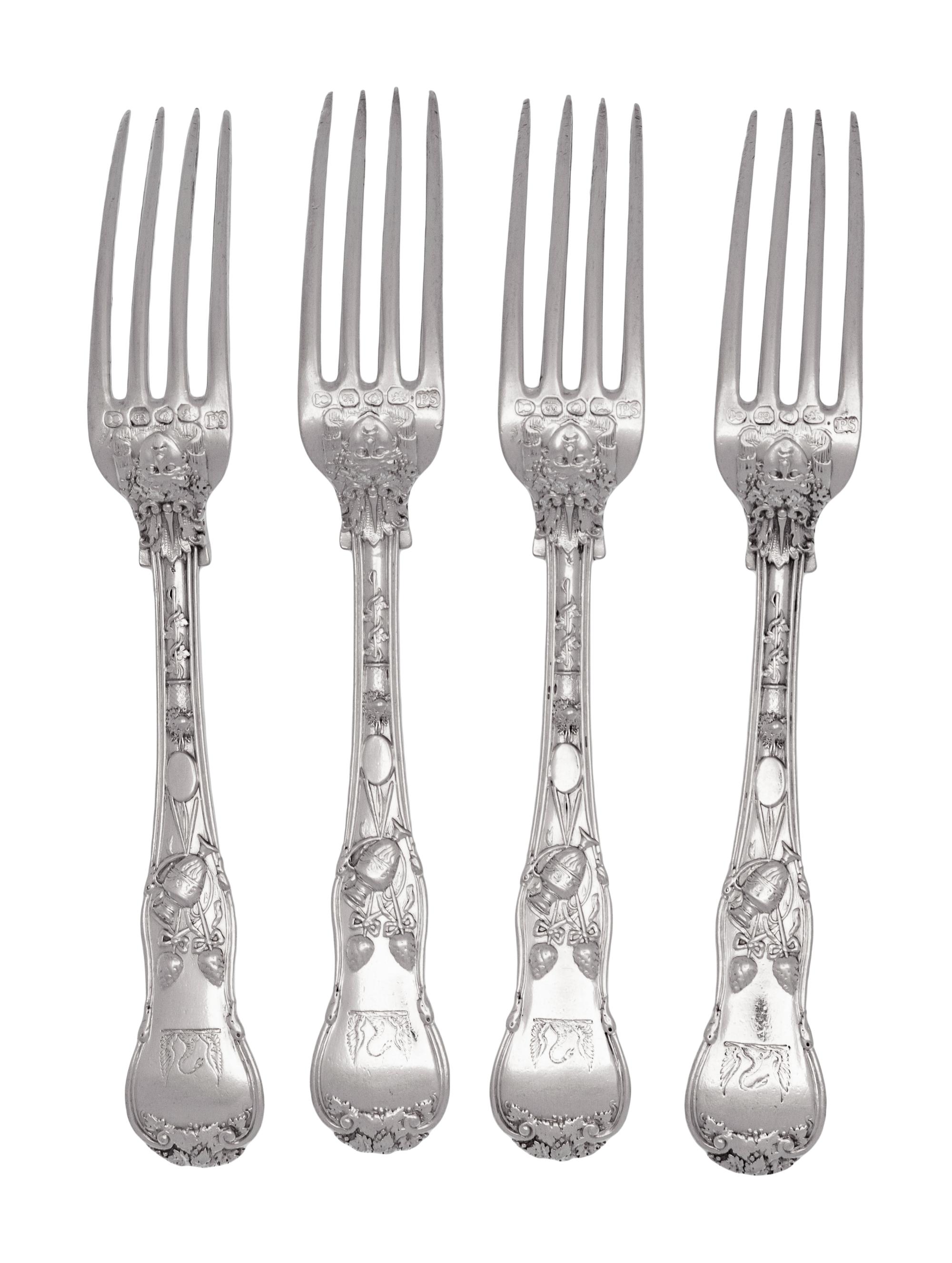 A Set of Four Paul Storr George IV Silver Dessert Forks