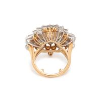 OSCAR HEYMAN & BROTHERS, SOUTH SEA CULTURED PEARL, DIAMOND AND COLORED DIAMOND RING