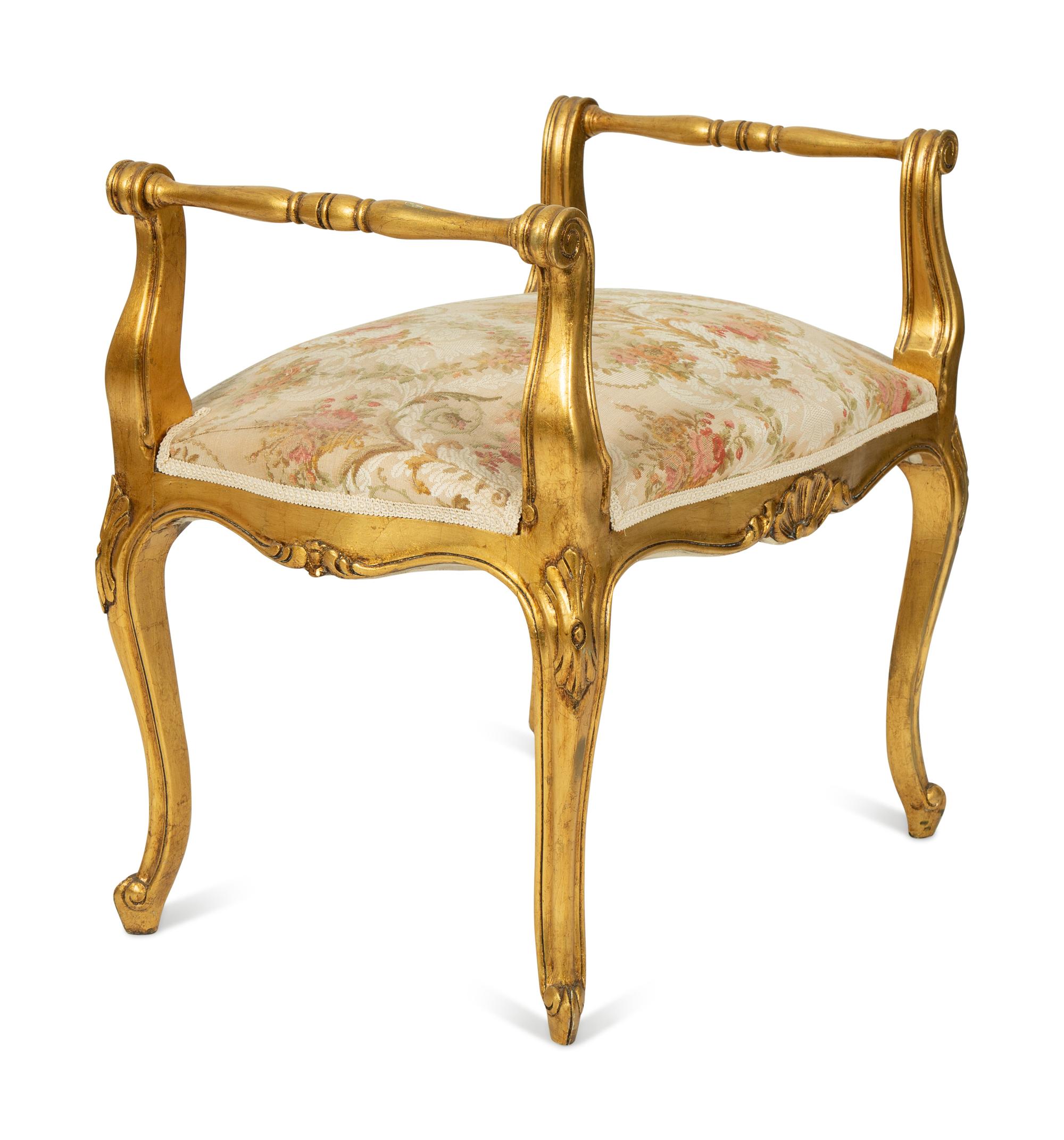 A Louis XV Style Giltwood Bench — 20TH CENTURY