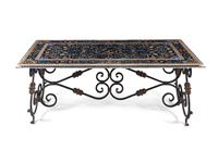 An Italian Scagliola and Iron Center Table