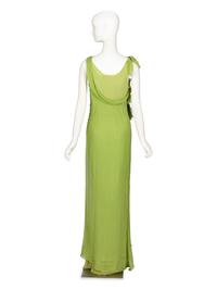 JOHN GALLIANO, GREEN CRÊPE LAYERED GOWN
